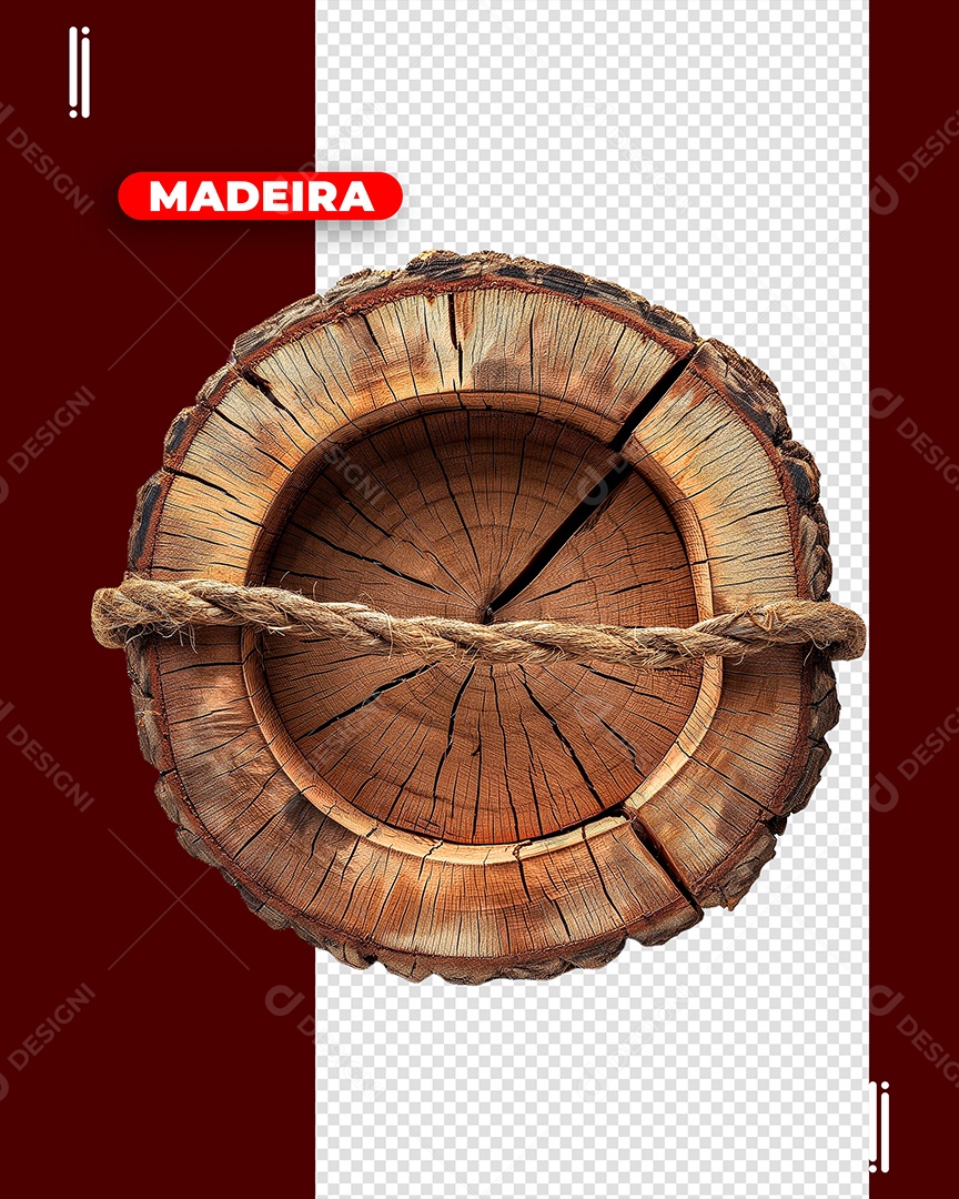 Wooden Circle Trunk 3D Element for PSD Composition