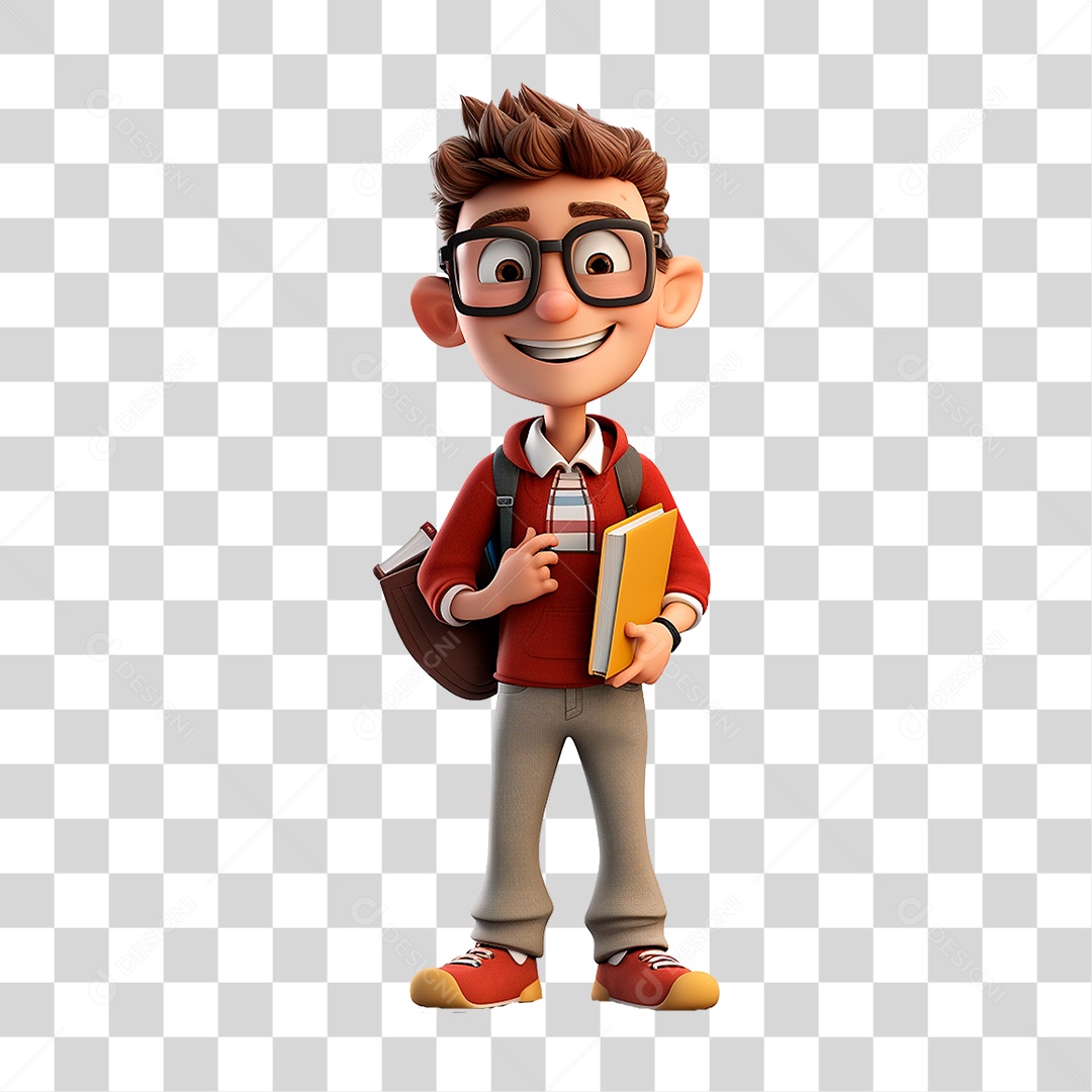 Menino com Mochila PNG Transparente