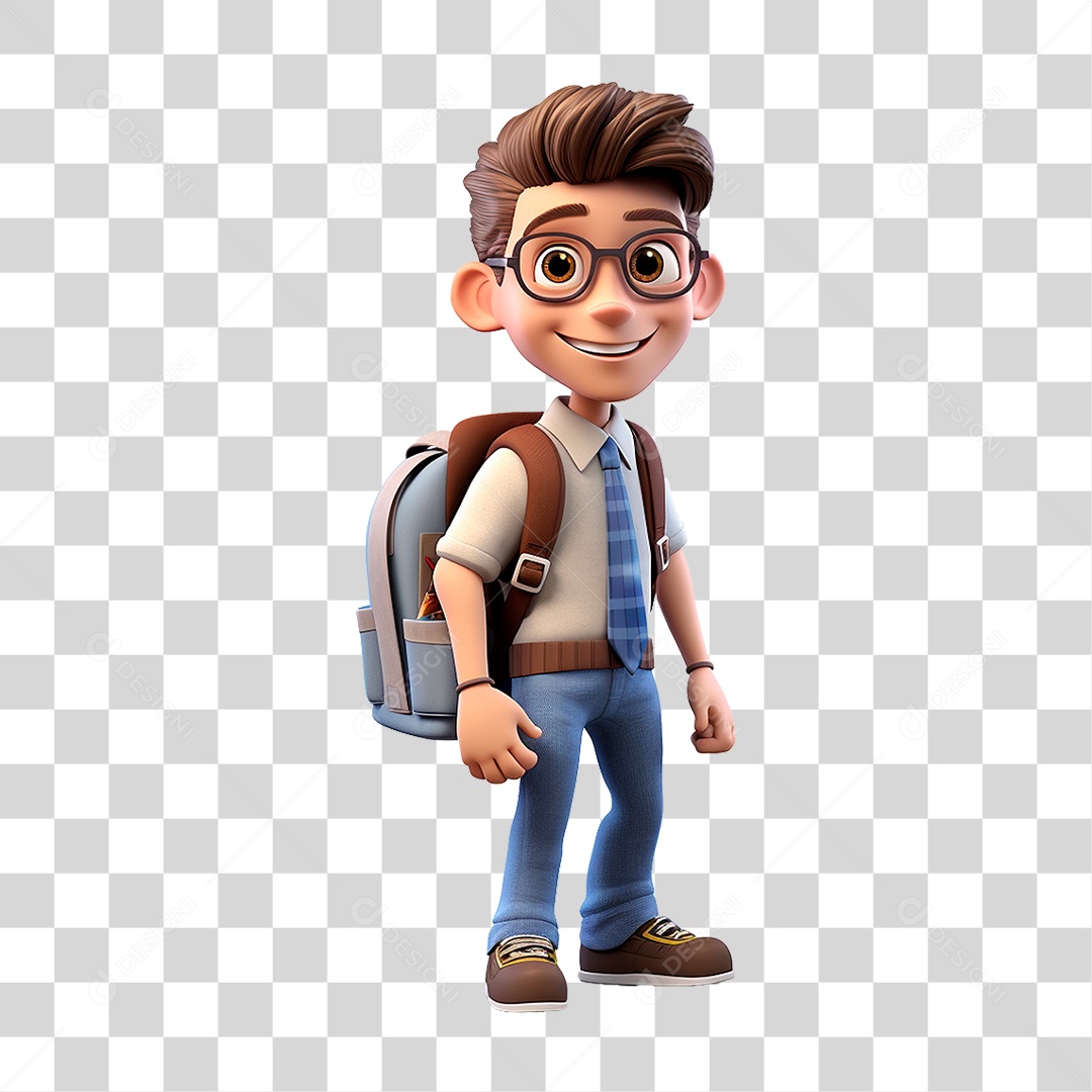 Menino com Mochila PNG Transparente