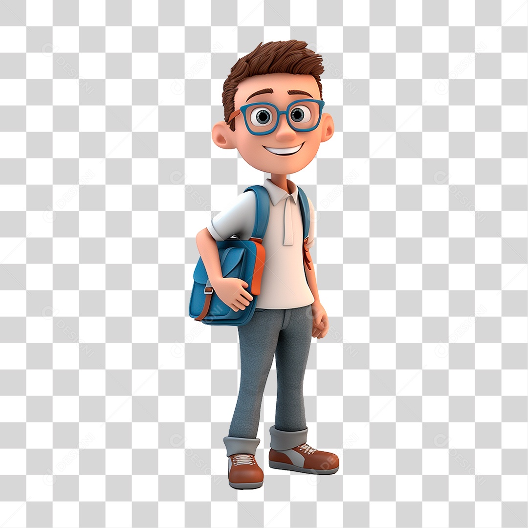 Menino com Mochila PNG Transparente