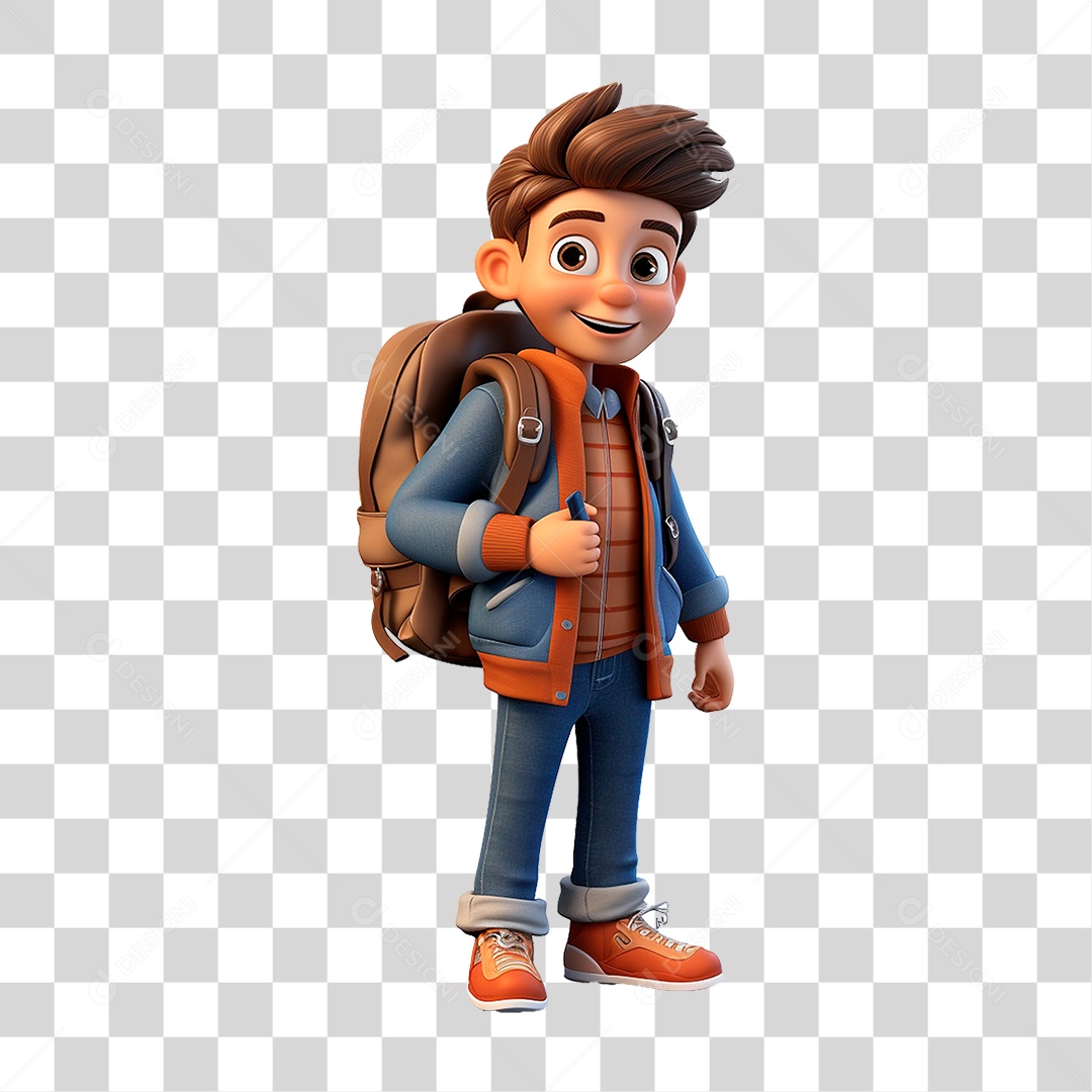 Menino com Mochila PNG Transparente