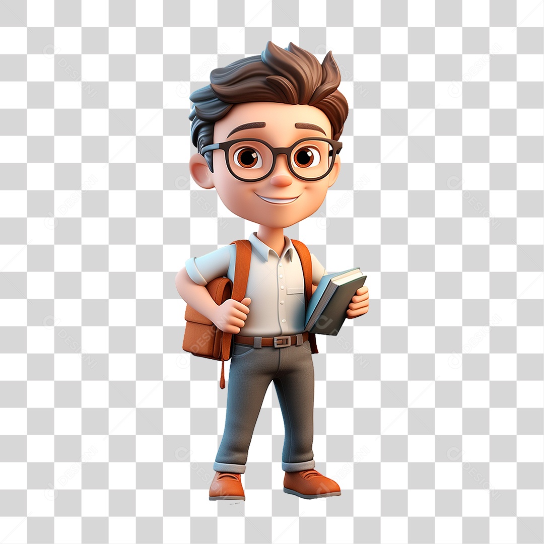 Menino com Mochila PNG Transparente