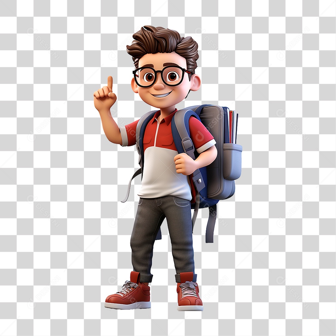 Menino com Mochila PNG Transparente