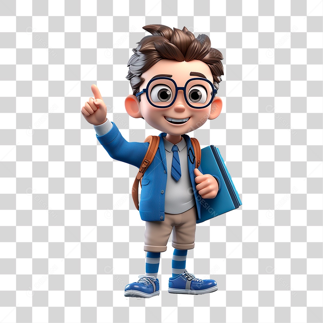 Menino com Mochila PNG Transparente