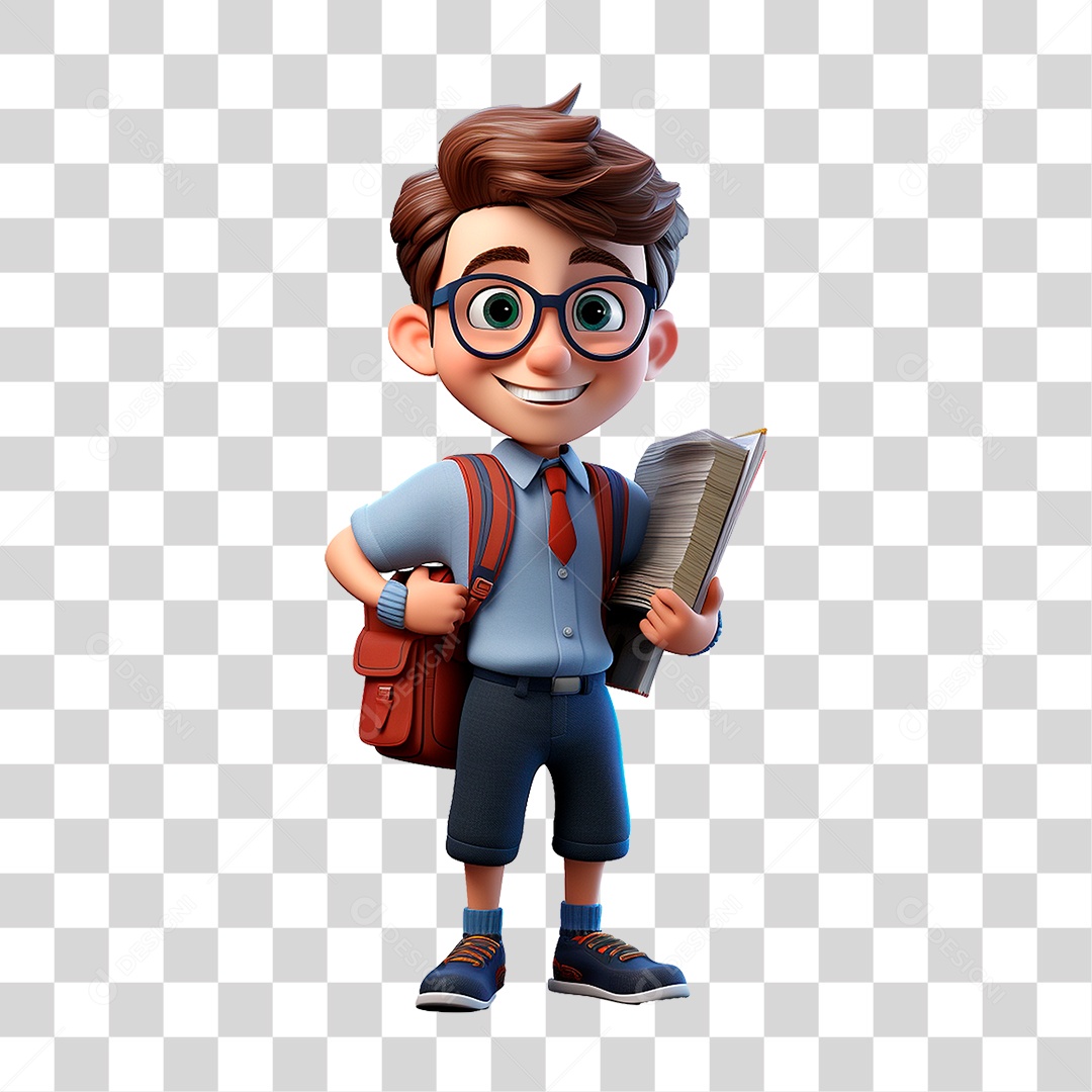 Menino com Mochila PNG Transparente