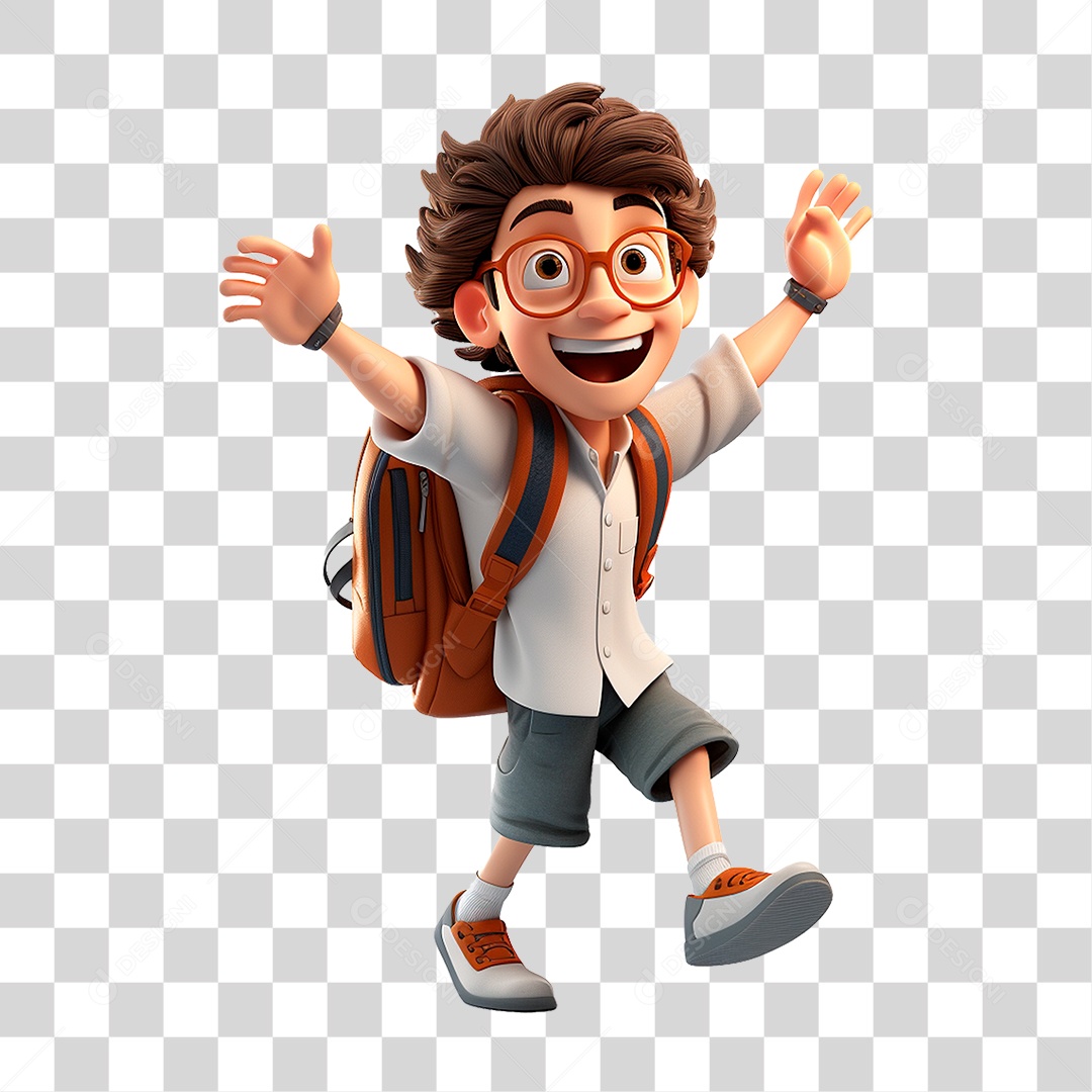 Menino com Mochila PNG Transparente