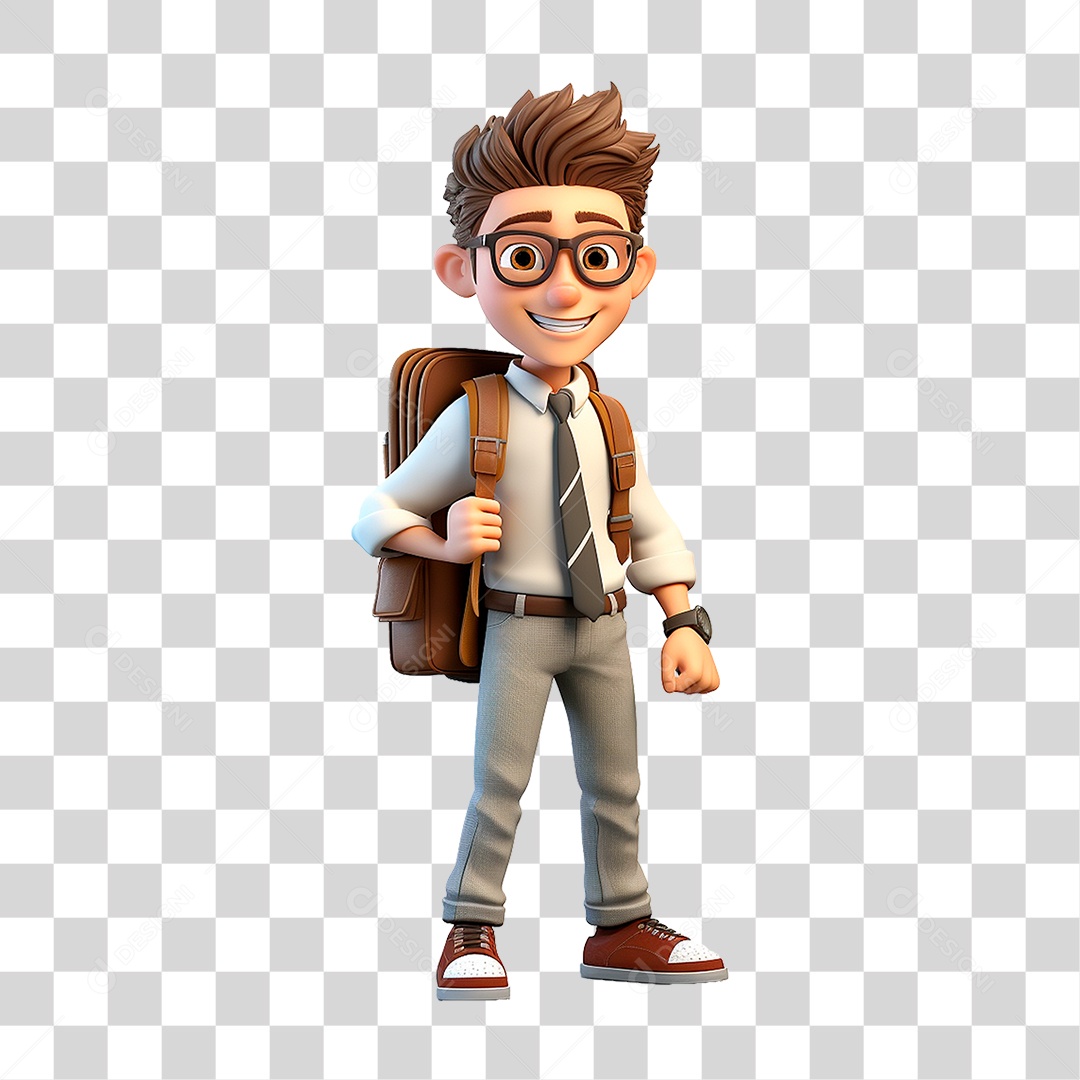 Menino com Mochila PNG Transparente