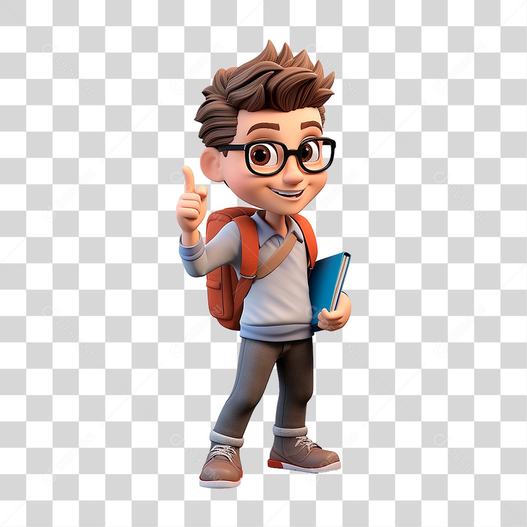 Menino com Mochila PNG Transparente