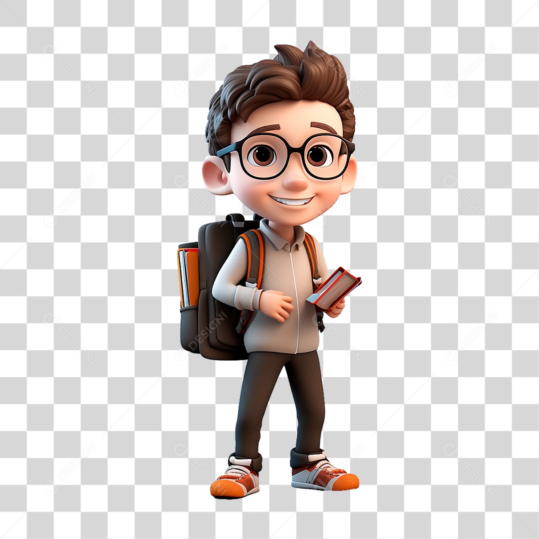 Menino com Mochila PNG Transparente