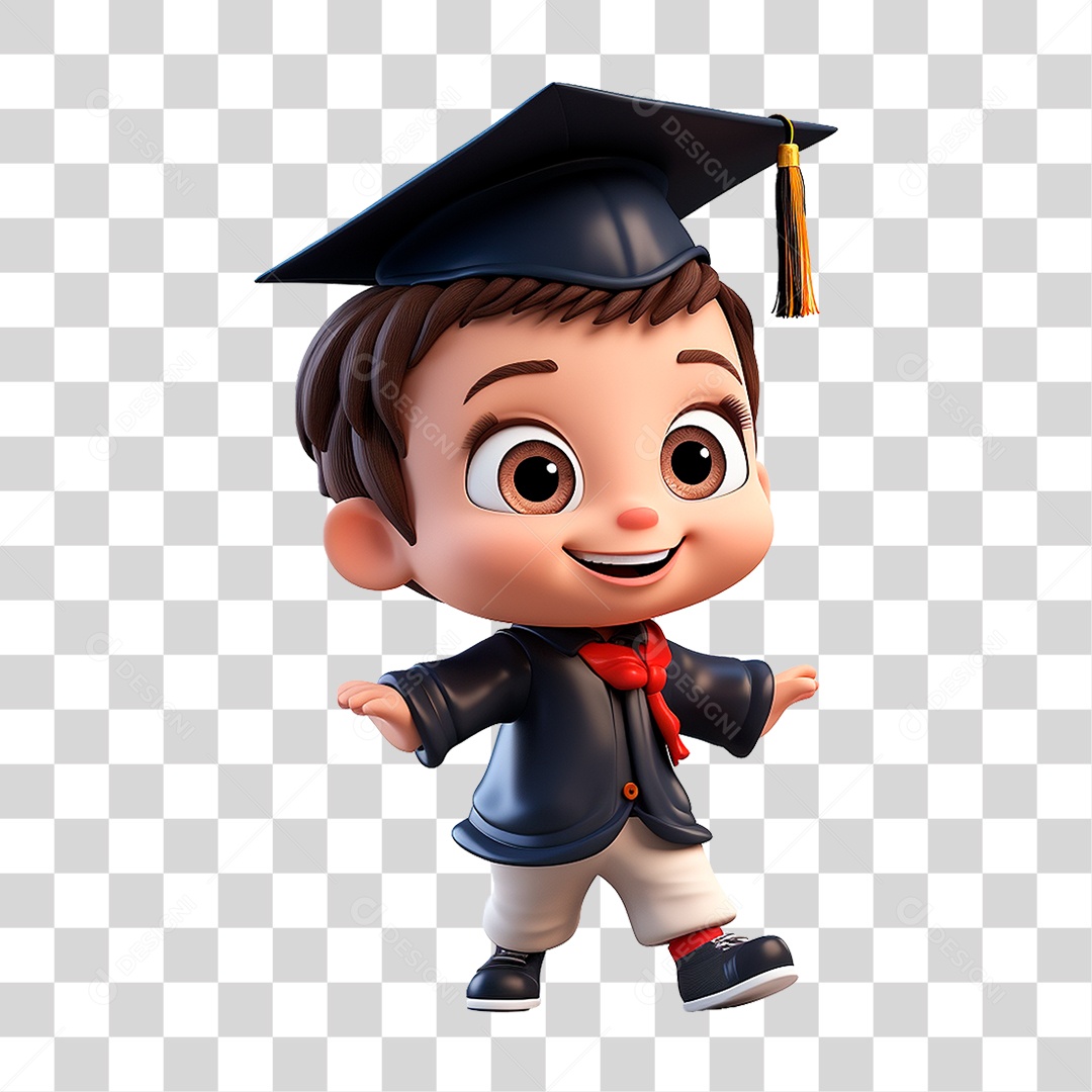 Menino com Chapéu de Formatura PNG Transparente