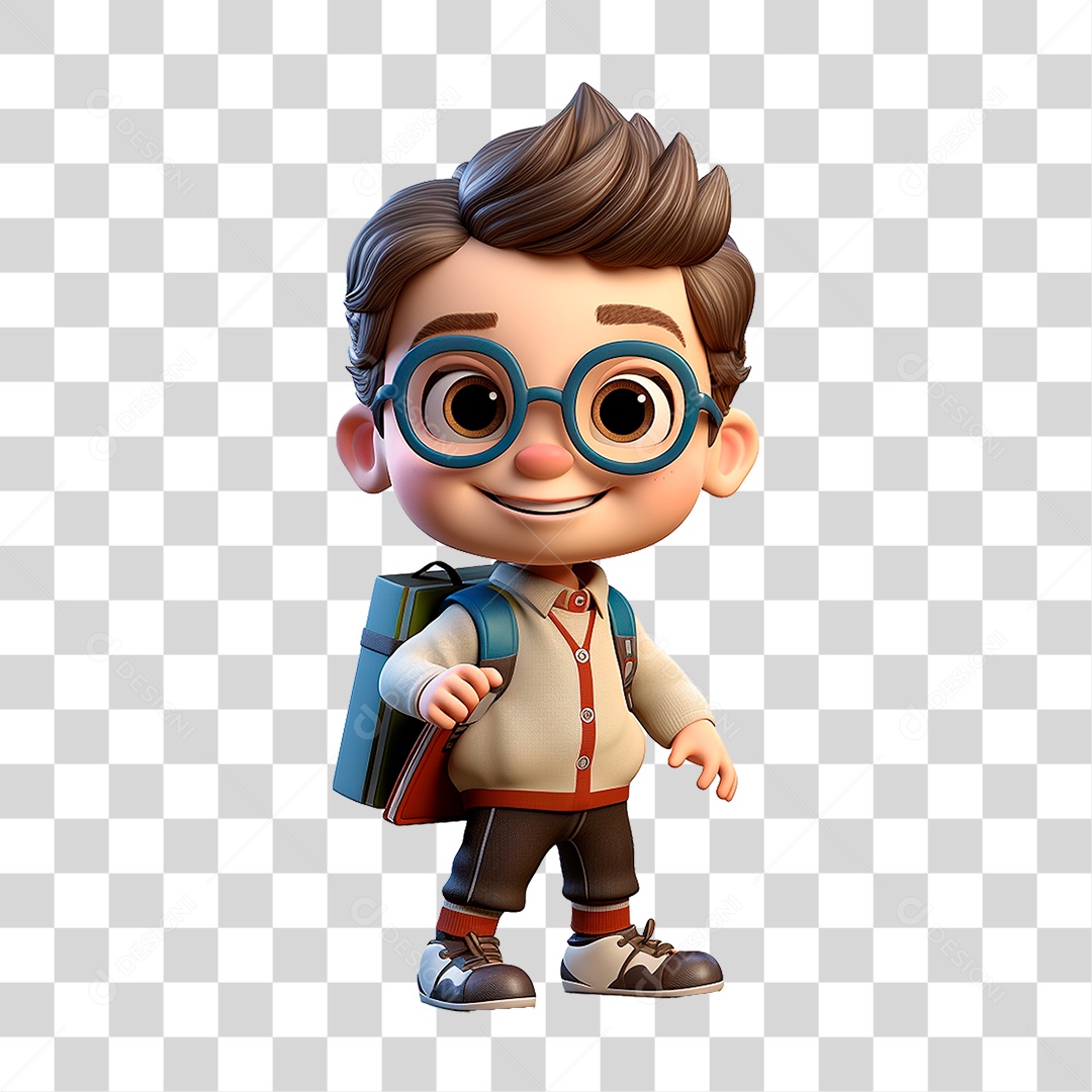 Menino com Mochila PNG Transparente