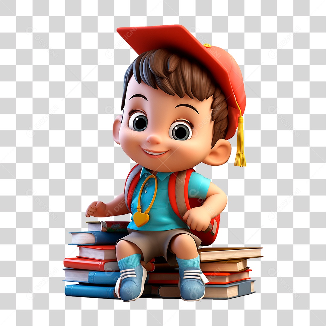 Menino com Mochila PNG Transparente