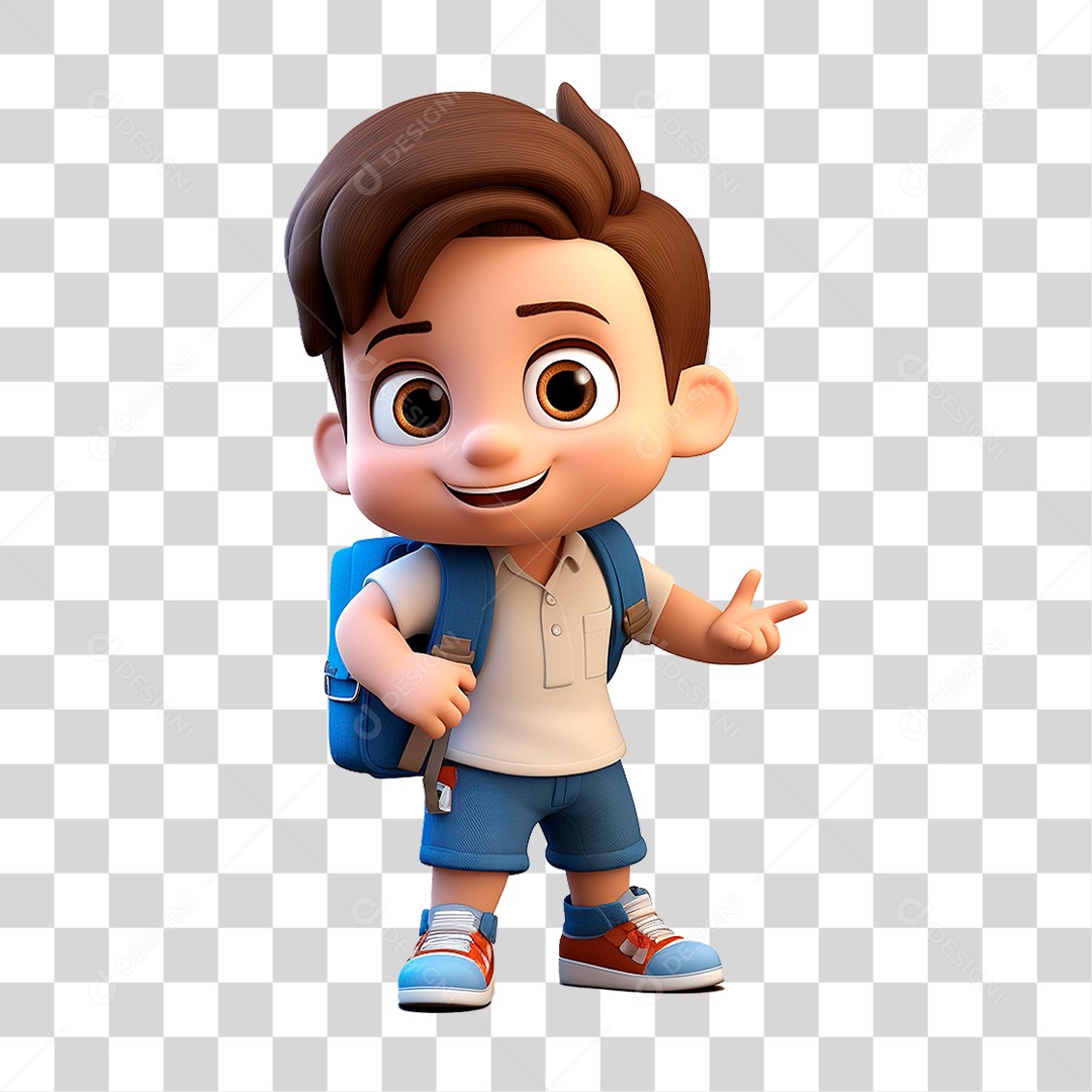 Menino com Mochila PNG Transparente
