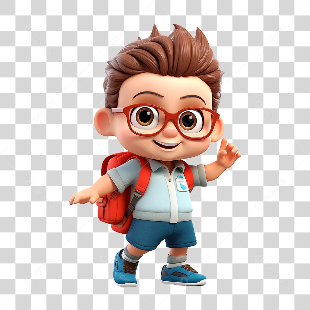 Menino com Mochila PNG Transparente