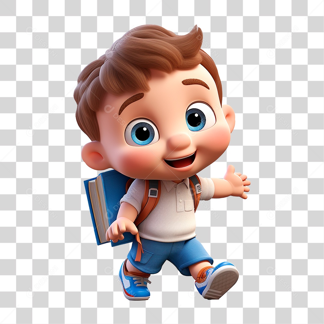 Menino com Mochila PNG Transparente