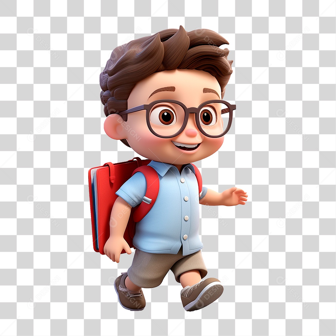 Menino com Mochila PNG Transparente