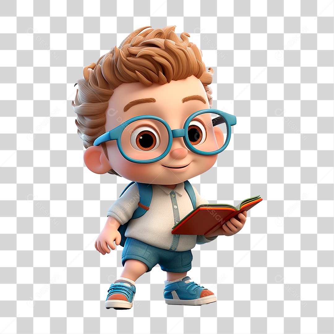 Menino com Mochila PNG Transparente