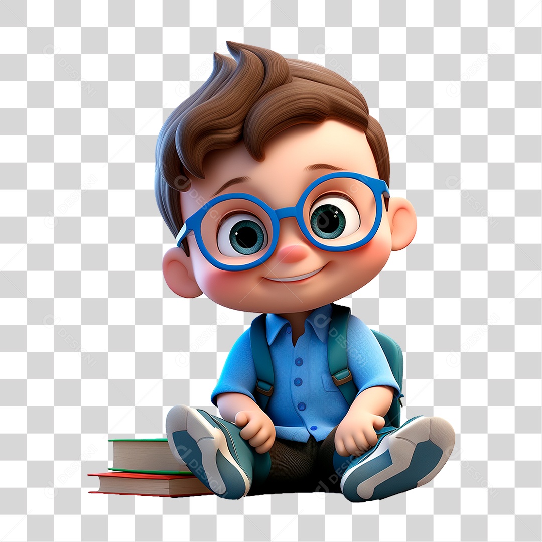 Menino com Mochila PNG Transparente