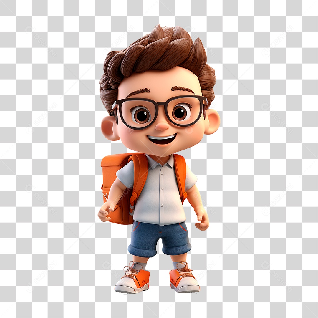 Menino com Mochila PNG Transparente