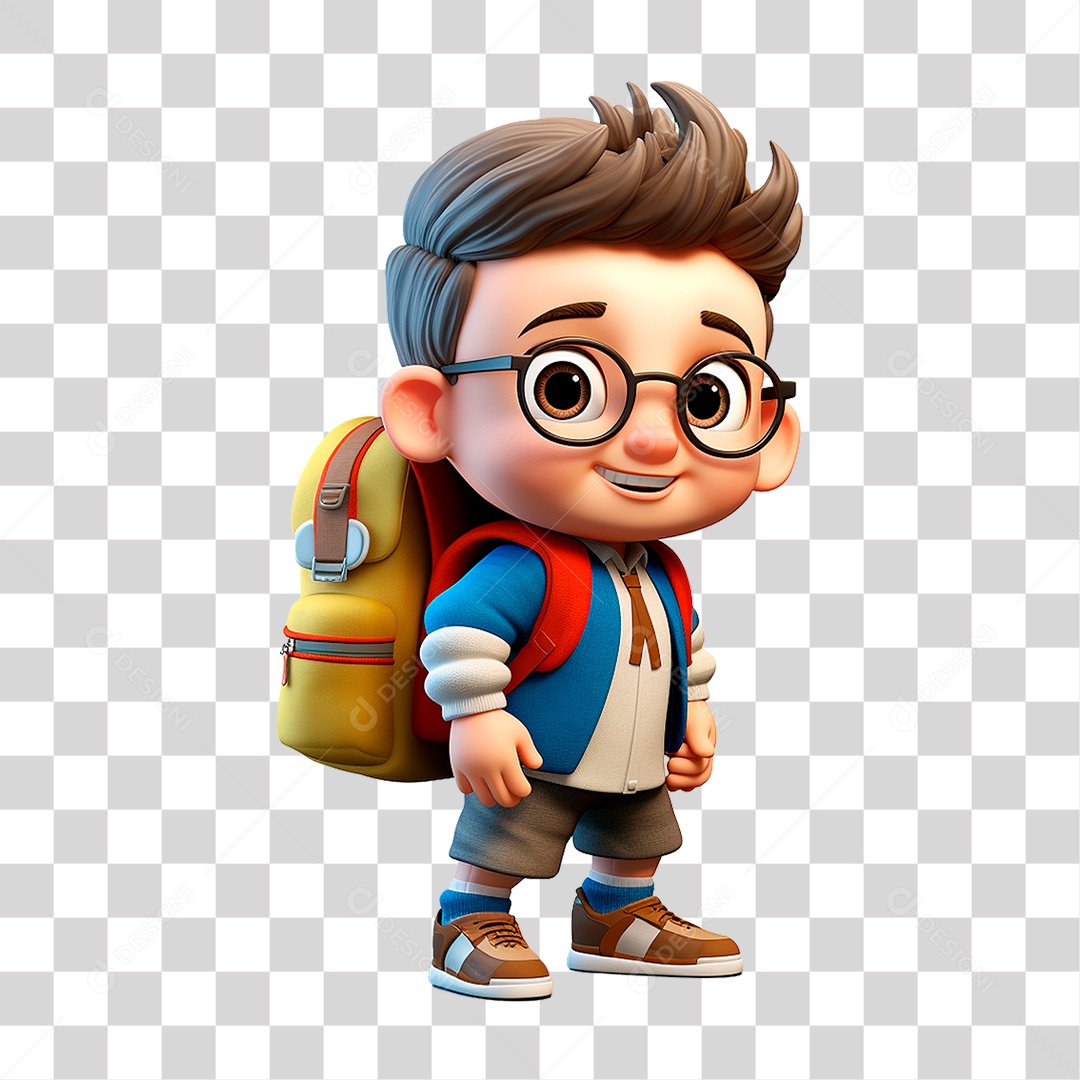 Menino com Mochila PNG Transparente
