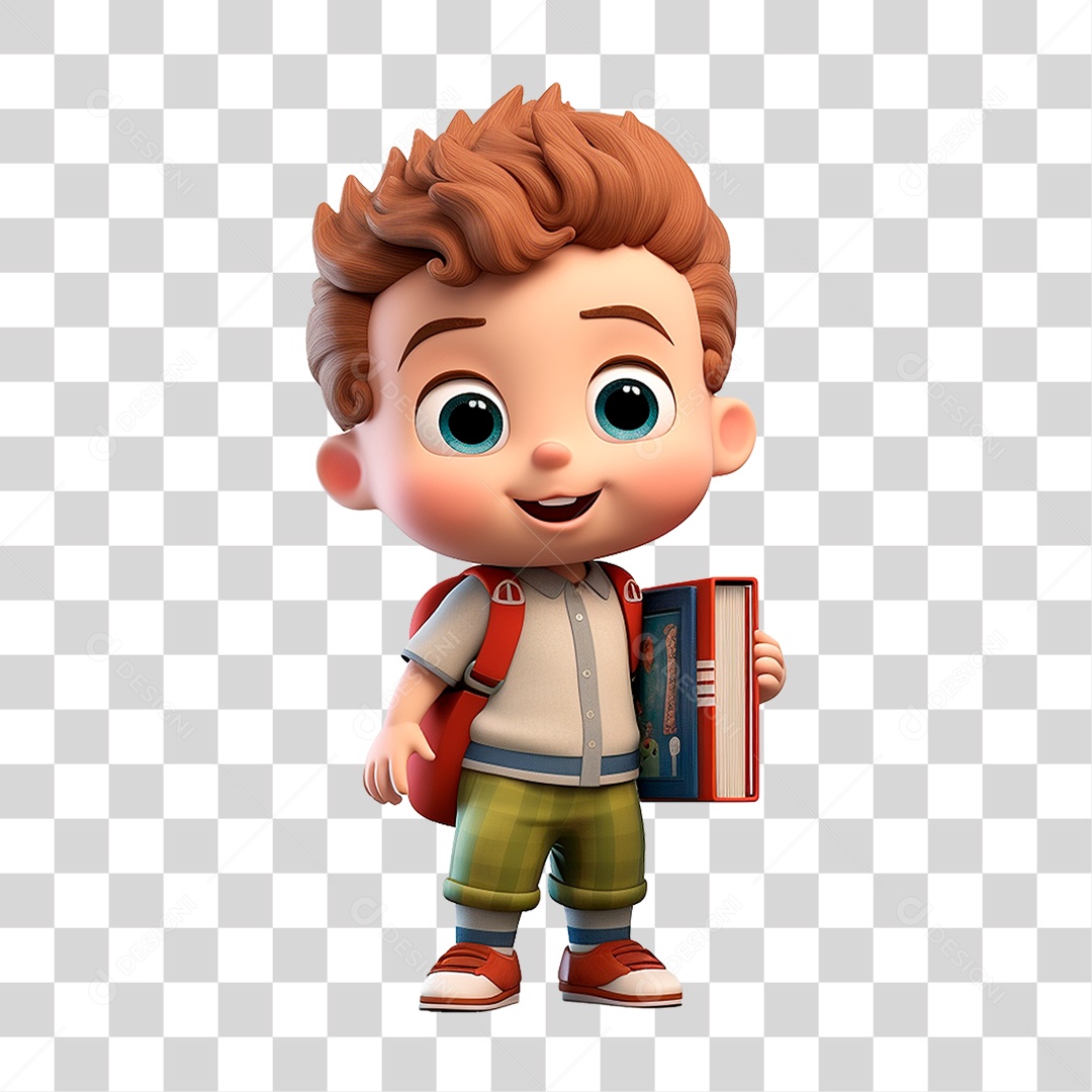 Menino com Mochila PNG Transparente