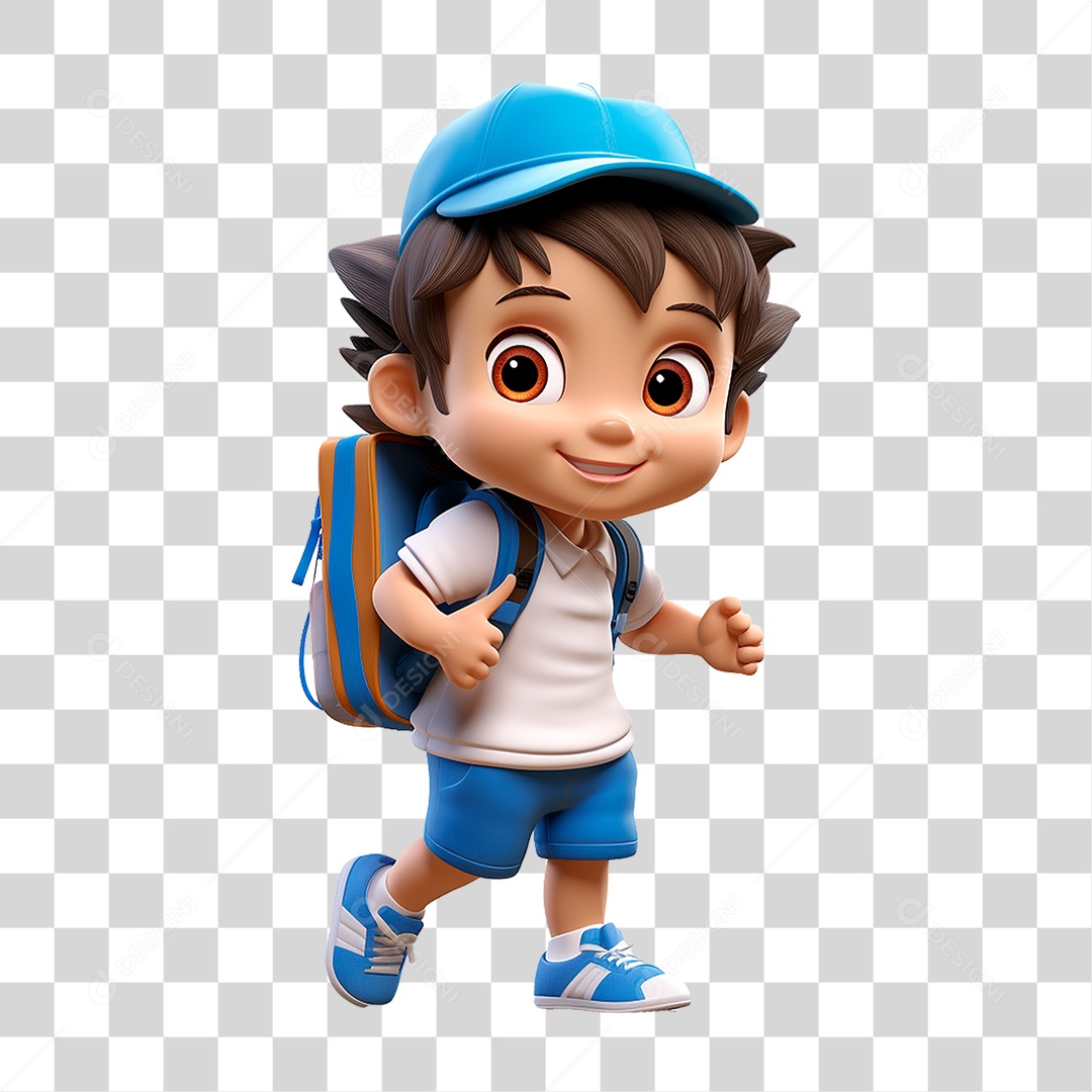 Menino com Mochila PNG Transparente