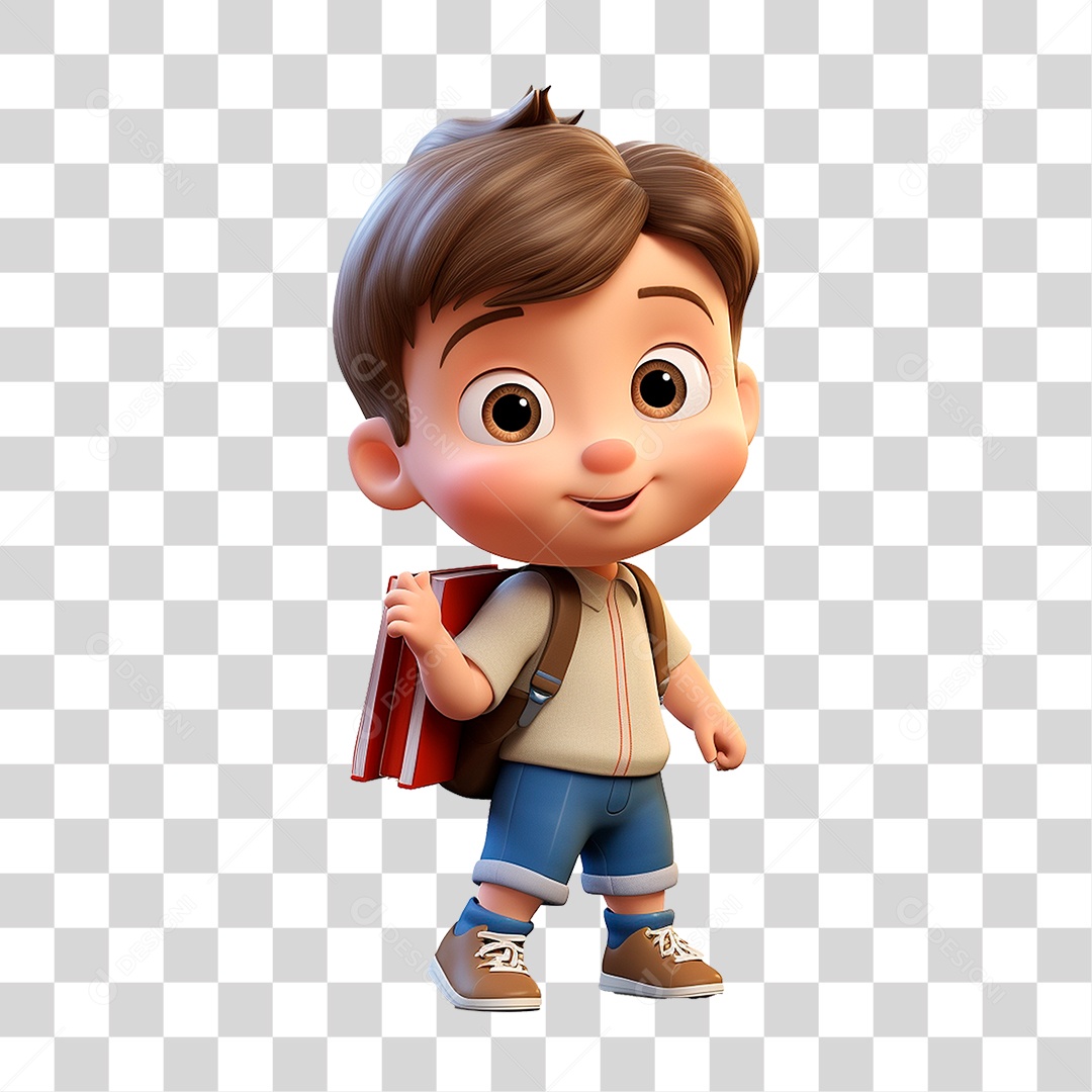 Menino com Mochila PNG Transparente