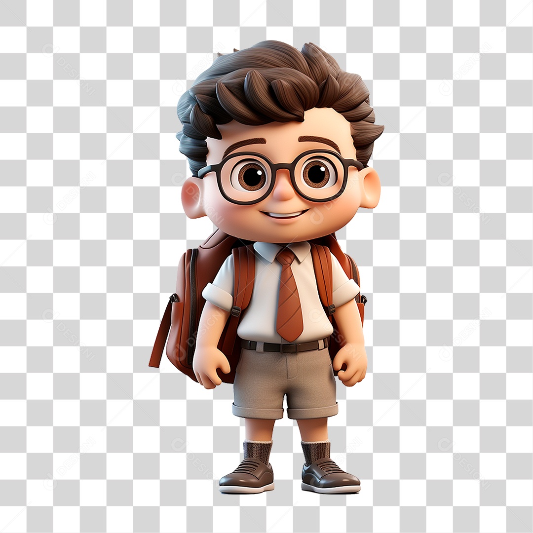 Menino com Mochila PNG Transparente