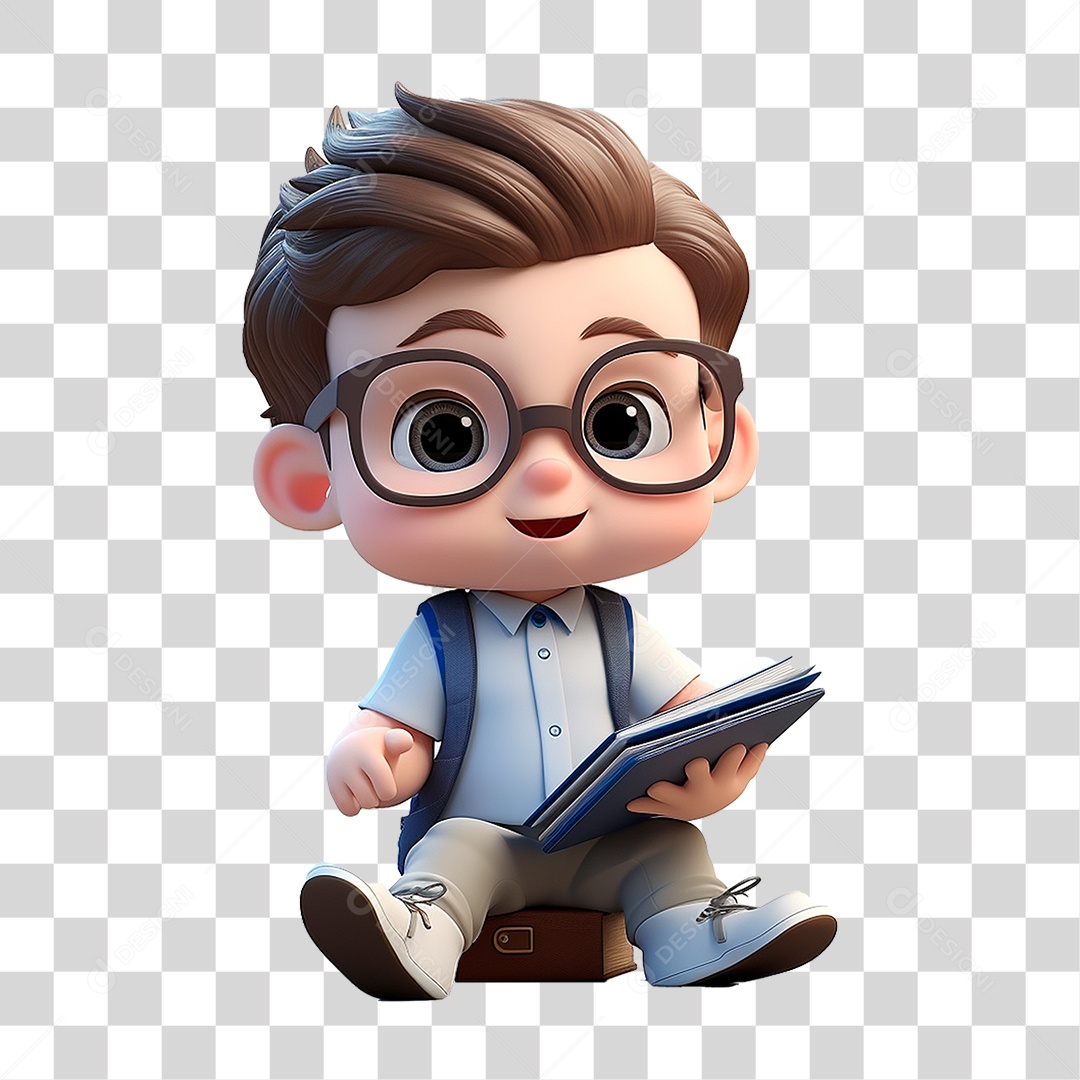 Menino com Mochila PNG Transparente