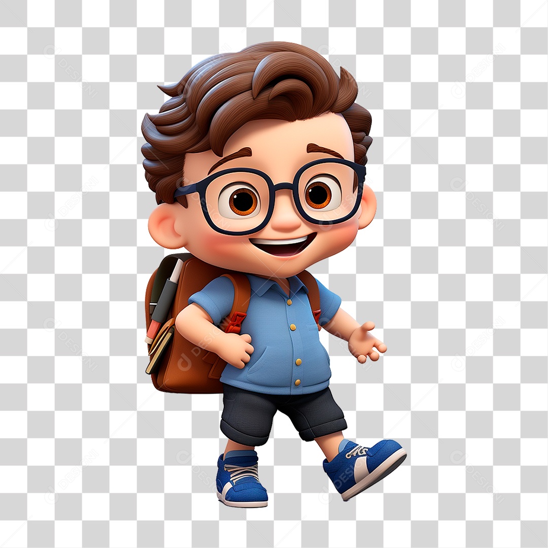 Menino com Mochila PNG Transparente