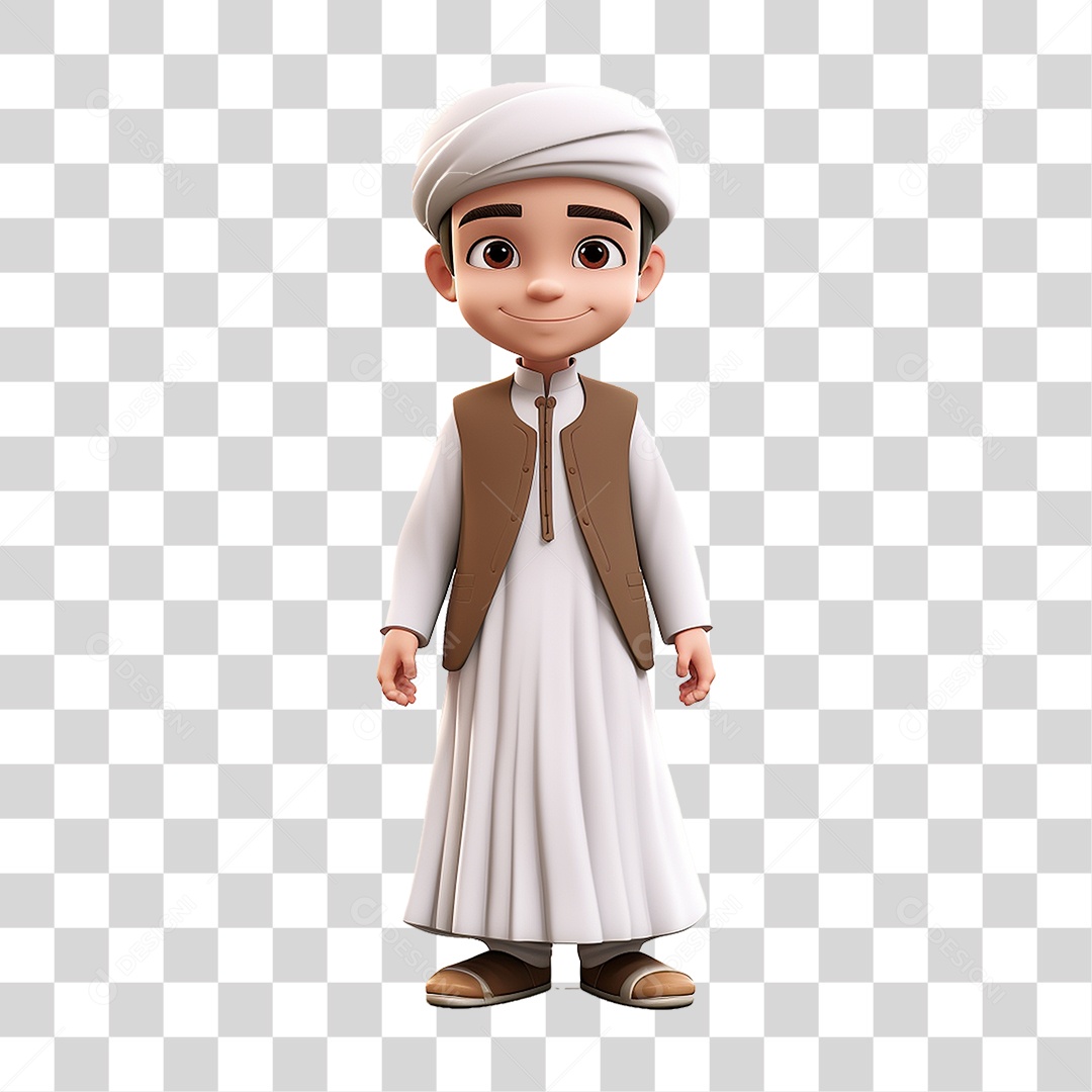 Personagem Menino Muçulmano PNG Transparente