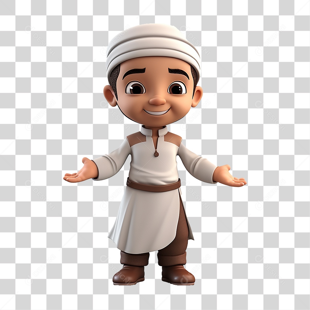 Personagem Menino Muçulmano PNG Transparente