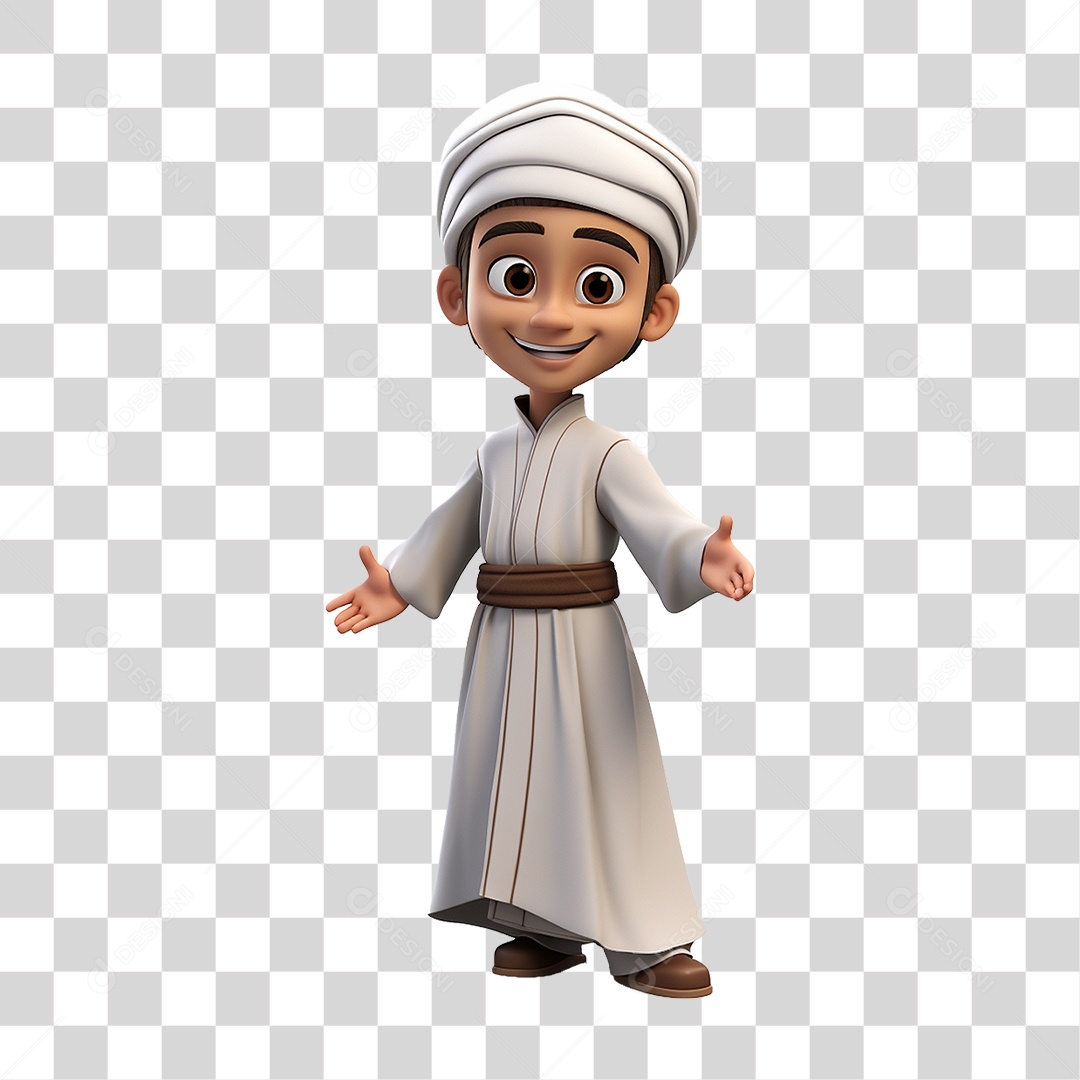 Personagem Menino Muçulmano PNG Transparente