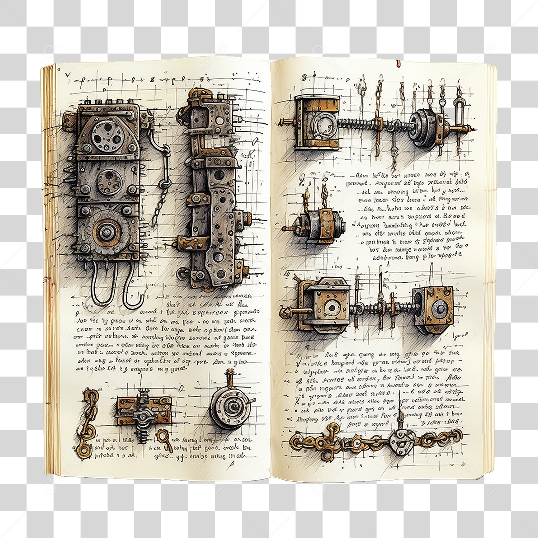 Pages Books with Transparent PNG Gear