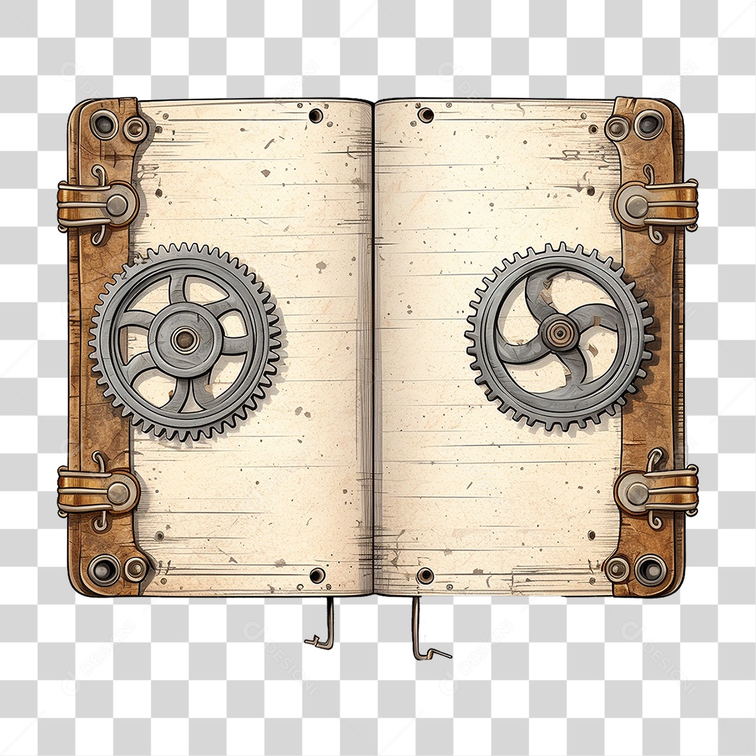 Páginas Livros com Engrenagem PNG Transparente