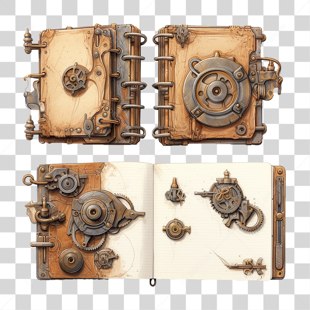 Páginas Livros com Engrenagem PNG Transparente