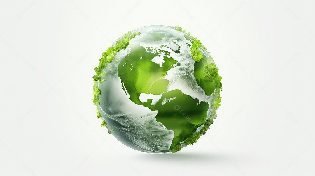 Globo terrestre com grama verde isolada em fundo branco