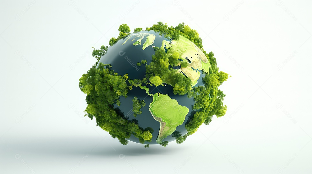 Globo terrestre com grama verde isolada em fundo branco