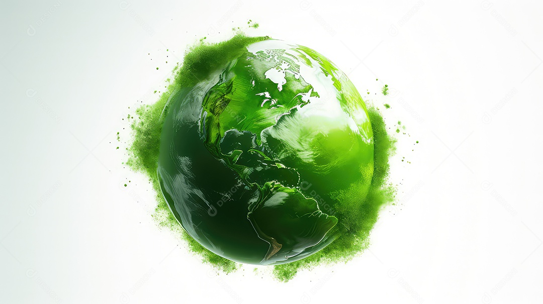 Terra verde sobre fundo branco