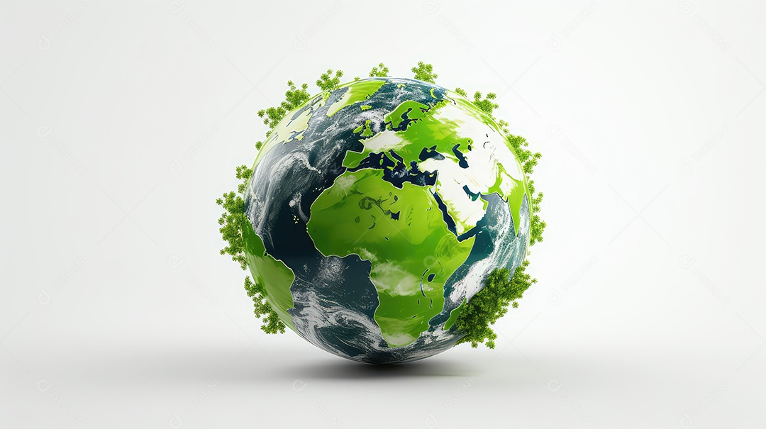 Terra verde sobre fundo branco