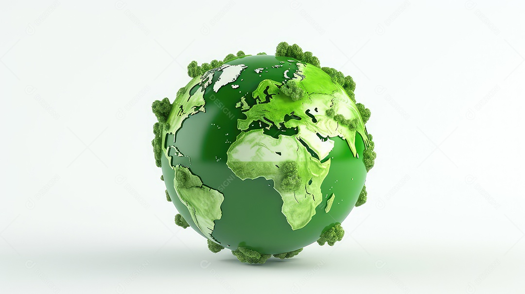 Terra verde sobre fundo branco