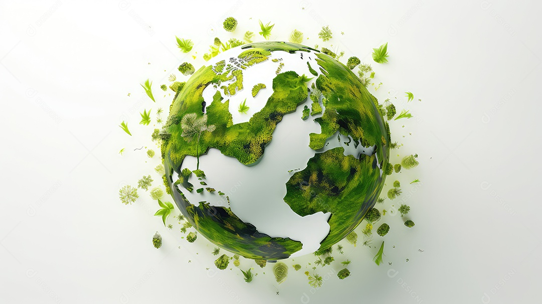 Terra verde sobre fundo branco