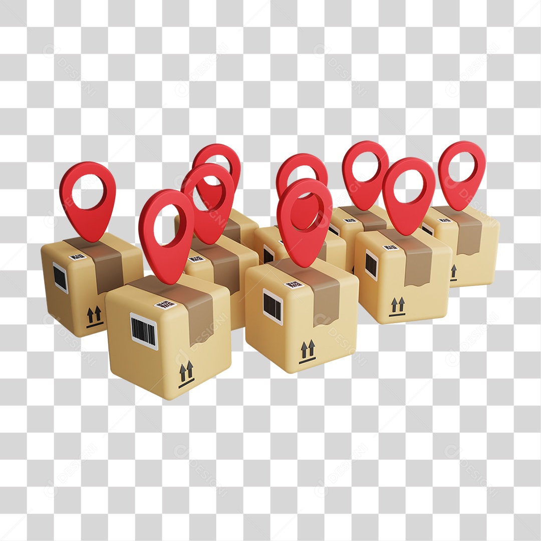 Caixas de Mercadorias com Símbolo do Gps PNG Transparente