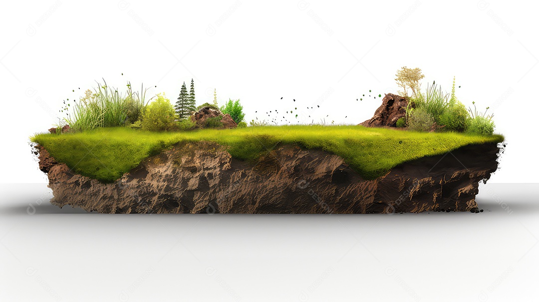 Ilha com grama isolada em um fundo branco