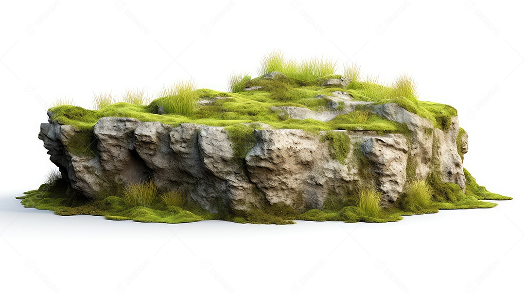 Ilha com grama isolada em um fundo branco