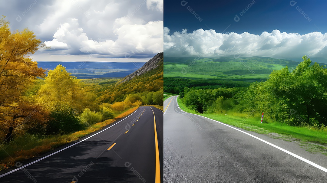 Estrada asfaltada nas montanhas