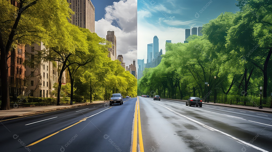 Estrada com visão para uma linda cidade