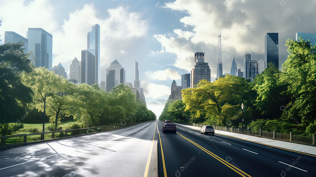 Estrada com visão para uma linda cidade