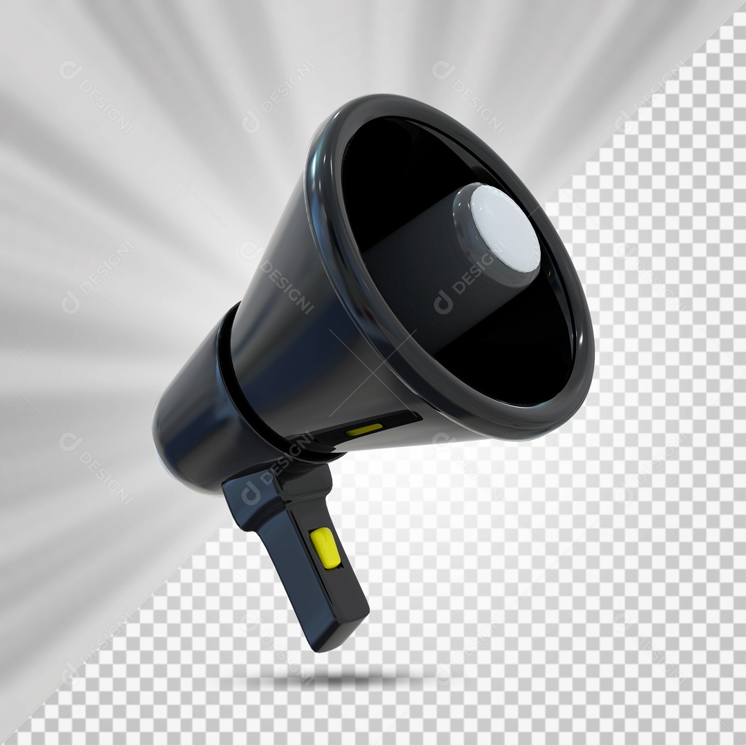 Mega Fone Preto Elemento 3D para Composição PSD
