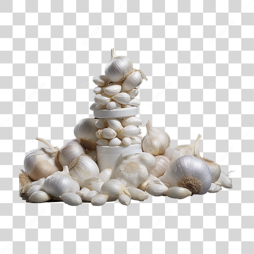 Uma Pilha de Comprimidos e Alho PNG Transparente
